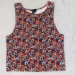 Orange floral cropped tank top size small